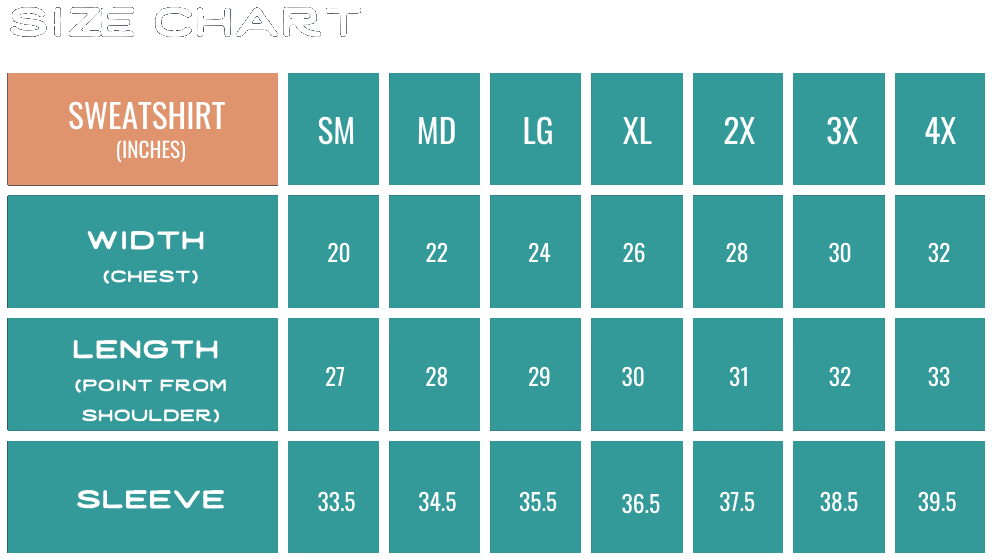 The size chart for a women's t - shirt.
